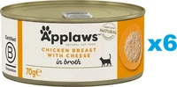 Applaws in Br&uuml;he 6 x 70 g - H&uuml;hnchenbrust & K&auml;se (Katzenfutter), Grundpreis: