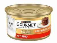 12x 85g Raffiniertes Ragout Rind Gourmet Gold Katzenfutter nass