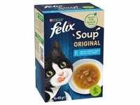 6 x48 g Felix Soup Geschmacksvielfalt aus dem Wasser Katzensnacks
