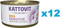 Kattovit Sensitive 85 g - Sparpaket: Huhn (12 x 85 g) (Katzenfutter), Grundpreis: