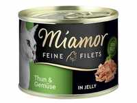 6x185g Feine Filets Thunfisch & Gemüse in Jelly Miamor Katzenfutter nass