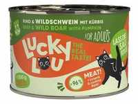6x200g Lucky Lou Lifestage Adult Rind & Wildschwein Katzenfutter nass