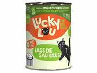 6x 400g Lucky Lou Lifestage Adult Rind & Wildschwein Katzenfutter nass
