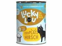 6x 400g Lucky Lou Lifestage Adult Geflügel & Hirsch Katzenfutter nass