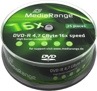 MediaRange DVD-Rohlinge MR403, DVD-R, 4,7 GB, 120 Minuten, bis zu 16-fach, Spindel,