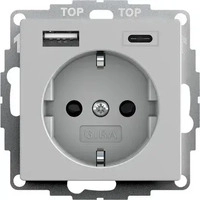 Gira Steckdose System 55 2459015, Unterputz, 1-fach, grau matt, mit USB-A und...