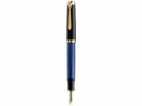 Pelikan Füller Souverän M600, Feder B, schwarz/blau,14-Karat Bicolor-Goldfeder