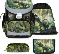 Belmil Schulranzen Mini-Fit, Lost World, 4-teilig, 1. - 2. Klasse, gr&uuml;n, f&uuml;r Jungen