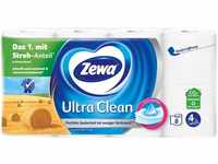 Zewa Toilettenpapier Ultra Clean, 4-lagig, Tissue, 135 Blatt, 8 Rollen, Grundpreis: