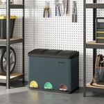 Songmics M&uuml;lleimer LTB45G, gr&uuml;ngrau, aus Metall, 3 x 15 Liter