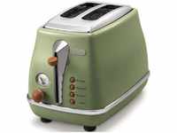 DeLonghi Toaster Icona Vintage, CTOV 2103.GR, 2 Scheiben, 900 Watt, Edelstahl, grün
