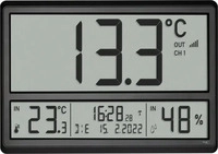 TFA Wanduhr 60.4523.01 XL, Kunststoff, digital, Funkuhr, 36 x 23 cm, schwarz, mit
