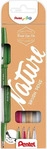Pentel Brush-Pen SES15N-4, Nature Brush Pen Set, farbig sortiert, Pinselspitze
