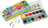 Jolly Farbkasten Supertabs 12, Deckfarbkasten, 1 Deckwei&szlig;, 2 Pinsel und 12...