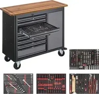 Vigor Werkzeugwagen Series L, V5156, mit Werkzeug, 256-teilig, fahrbare...