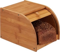 Relaxdays Brotkasten Bambus, Rolldeckel, 20,2 x 27 x 18,2cm