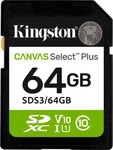 Kingston SD-Karte Canvas Select Plus Gen 3 SDS3/64GB, 64GB, bis 100 MB/s, SDXC, mit