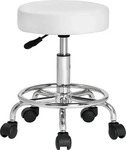 CASARIA Drehhocker 105287, Kunstleder, mit Rollen, mit Fu&szlig;ring, wei&szlig;