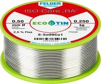 Felder L&ouml;tzinn RA Sn99Cu1, Flussmittel, bleifrei, &Oslash; 0,5mm, 99,3% Zinn, 0,7% Kupfer,