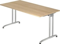 Hammerbacher Schreibtisch B-Serie, eiche / silber, 160 x 74 x 80 cm
