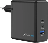 XLayer USB-Ladeger&auml;t 220355 GaN, 140 Watt, 2x USB-C und 1x USB-A, 3 Ports,