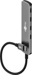 Goobay USB-Hub Slim 4-Port 79160, grau, mit Metallgeh&auml;use, 4 USB 3.0 Ports,