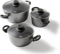 STONELINE Topfset 6932, Aluguss, induktionsgeeignet, mit 3 Glasdeckeln, 3-teilig
