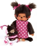 Monchhichi Kuscheltier 254930, M&auml;dchen mit Kinderwagen, ab 2 Jahre, 20 cm