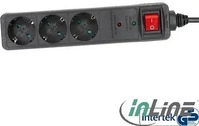 InLine Steckdosenleiste 16431P, mit 1,5m Kabel, 3-fach in schwarz,