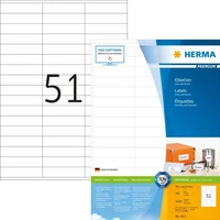 Herma Universaletiketten 4611 Premium, wei&szlig;, 70 x 16,9mm, 200 Blatt, 10.200 St&uuml;ck