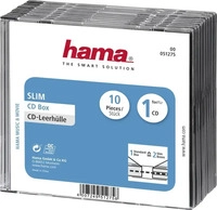 Hama CD-H&uuml;llen 51275, 142 x 125 mm, Slim Case, transparent-schwarz, f&uuml;r je 1 Disc,