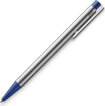 Lamy Kugelschreiber logo M205, Geh&auml;use silber/blau, Edelstahl, Schreibfarbe blau