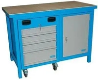 G&uuml;de Werkbank P 1200 SLT Multi, 40932, blau, mit Rollen, mit 4 Schubladen & 1 T&uuml;r,