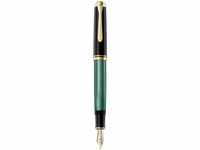 Pelikan Füller Souverän M400, Feder M, schwarz/grün, 14-Karat Bicolor-Goldfeder
