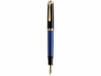 Pelikan Füller Souverän M400, Feder M, schwarz/blau, 14-Karat Bicolor-Goldfeder