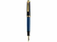 Pelikan Füller Souverän M800, Feder M, schwarz/blau,18-Karat Bicolor-Goldfeder