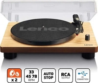 Lenco Plattenspieler LS-50WD mit USB, Riemenantrieb, manuell, mit Lautsprecher