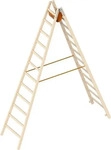 Layher Stehleiter 1038, beidseitig begehbar, aus Holz, bis 150kg, mit 2 x 12 Sprossen