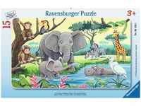 Ravensburger Puzzle 06136, Tiere Afrikas, Rahmenpuzzle, ab 3 Jahre, 15 Teile
