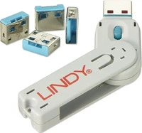 Lindy Port-Blocker 40452, f&uuml;r USB-A, 4 Schl&ouml;sser mit Schl&uuml;ssel, blau, 4 St&uuml;ck