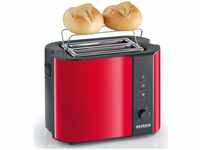Severin Toaster AT 2217, 2 Scheiben, 800 Watt, Edelstahl, rot