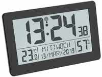 TFA Wanduhr 60.2557.01 Funkuhr, 20,6 x 13 cm, digital, Thermo-Hygrometer, schwarz