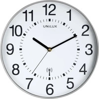 Unilux Wanduhr Wave, Kunststoff, analog, Funkuhr, &Oslash; 30 cm, silber