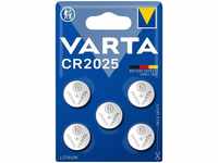 Varta Knopfzelle CR2025, 160 mAh, Lithium, 5 Stück, Grundpreis: &euro; 0,45 / Stück