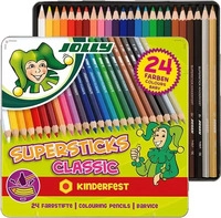 Jolly Buntstifte Supersticks Classic, 3000-0293, kinderfest, sortiert, im Metalletui,