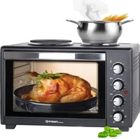 TZS-First-Austria Minibackofen FA-5045-4, 3200 Watt, mit Kochplatten & Drehspie&szlig;, 45
