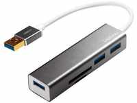 LogiLink USB-Hub UA0306, 3-fach, 3 USB-Geräte an 1 PC, mit Kartenleser, USB 3.0