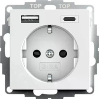 Gira Steckdose System 55 245927, Unterputz, 1-fach, reinwei&szlig; matt, mit USB-A und