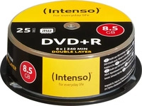 Intenso DVD-Rohlinge 4311144, DVD+R, 8,5 GB, 240 Minuten, bis zu 8-fach, Spindel, 25