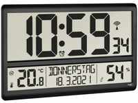 TFA Wanduhr 60.4520 XL-Funkuhr, 36 x 23,5 cm, digital, Thermo-Hygrometer, schwarz